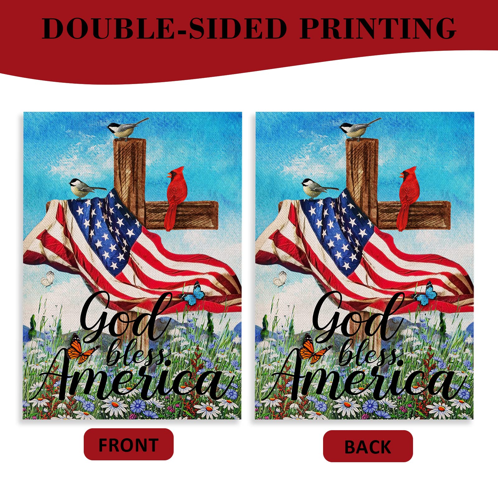 Covido God Bless American 4th of July Garden Flag, Home Decorative